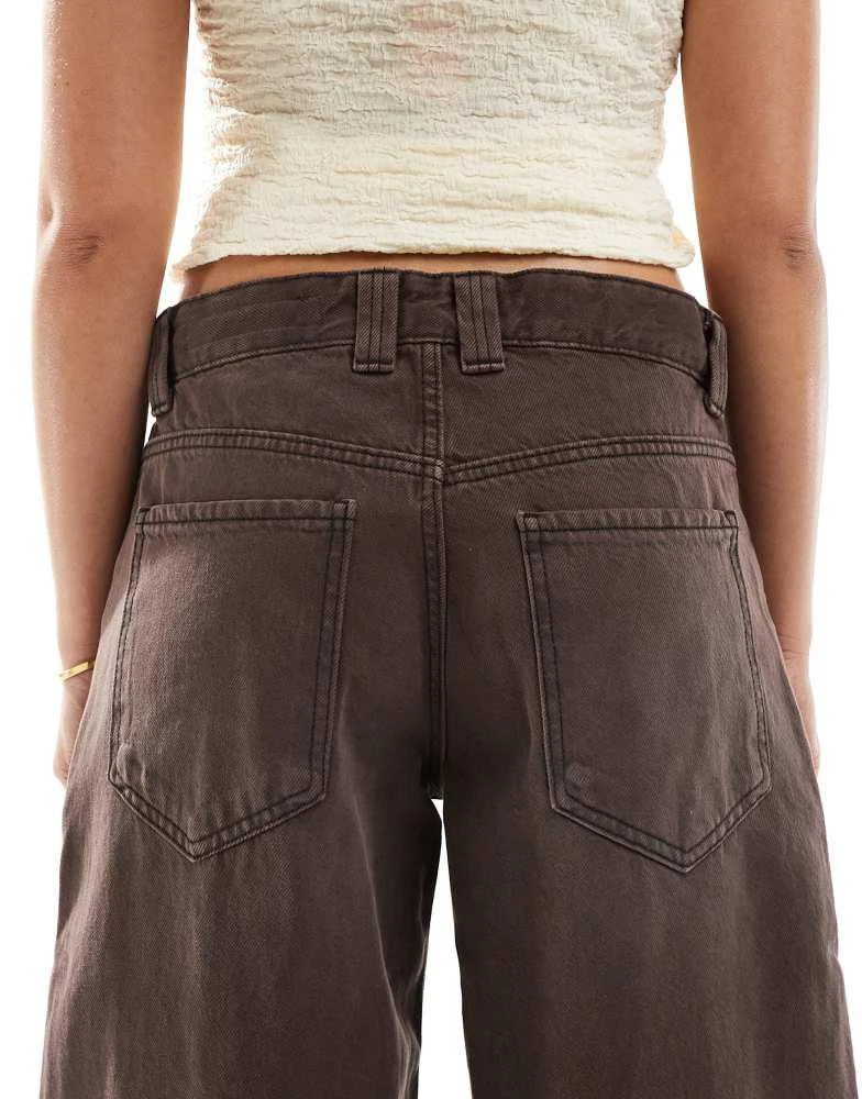 商品Bershka|Bershka ballon wide leg jeans in washed brown,价格¥314,第4张图片详细描述