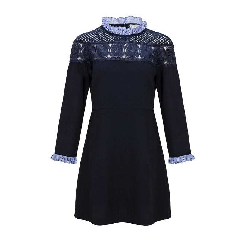 商品[国内直发] Sandro|SANDRO 女士深蓝色棉质连衣裙 R130091P-MULTI,价格¥638,第1张图片