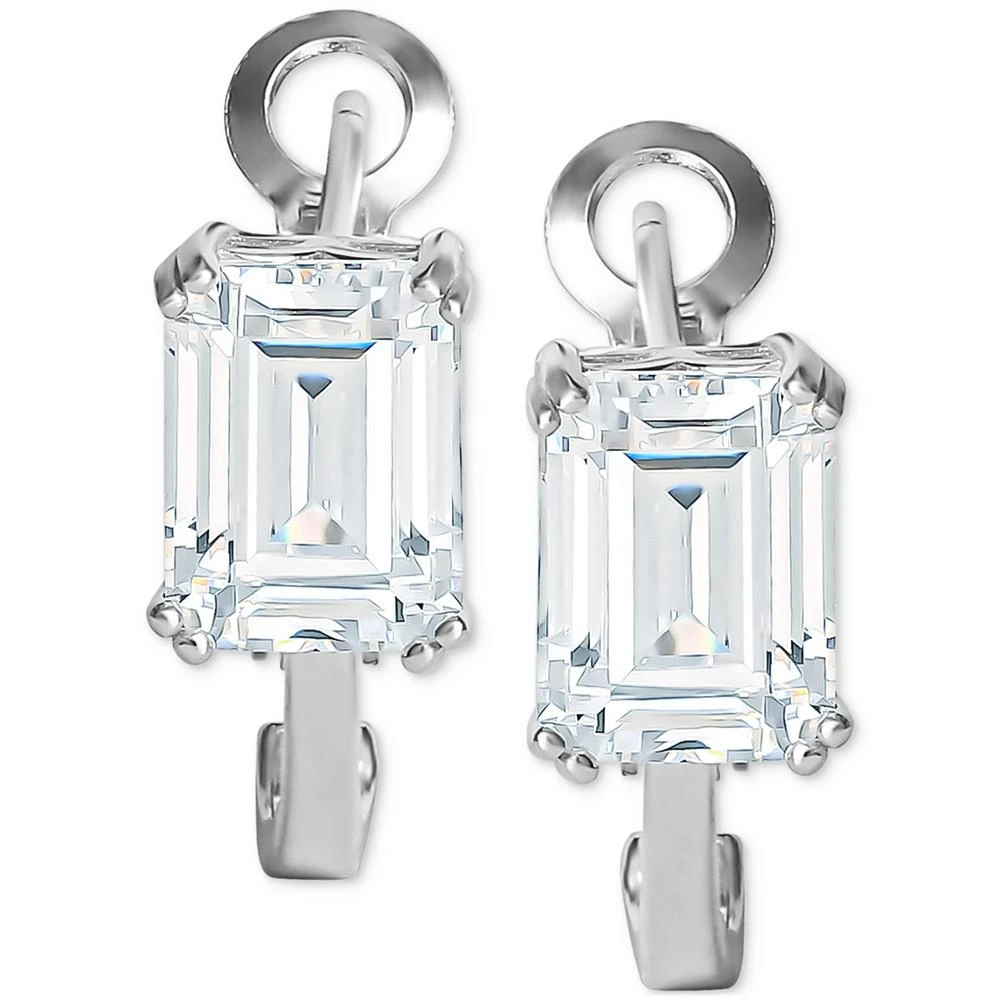 商品Giani Bernini|Cubic Zirconia Emerald-Cut Hoop Earrings in Sterling Silver, Created for Macy's,价格¥180,第3张图片详细描述