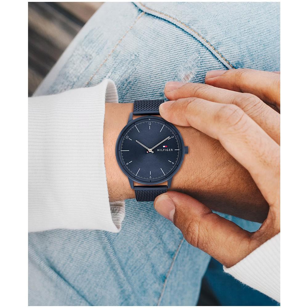Men's Blue Stainless Steel Mesh Bracelet Watch 43mm商品第4张图片规格展示