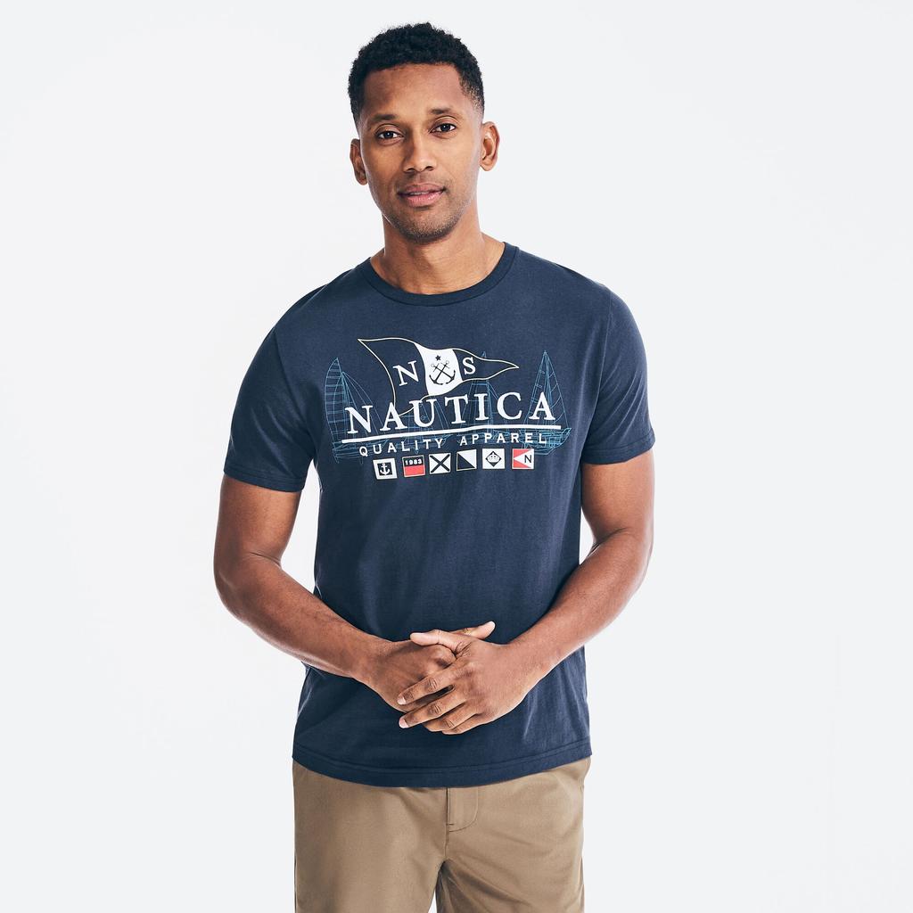 Nautica Mens Logo Flags Graphic T-Shirt商品第2张图片规格展示