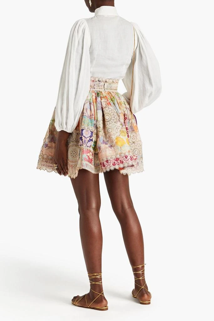 商品Zimmermann|Gathered printed linen and silk-blend gauze mini skirt,价格¥3649,第3张图片详细描述