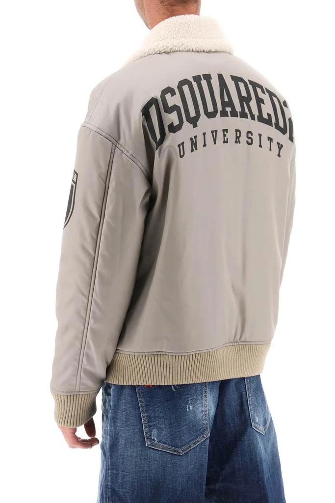 商品DSQUARED2|Padded Bomber Jacket With Collar In Lamb Fur,价格¥4421,第3张图片详细描述