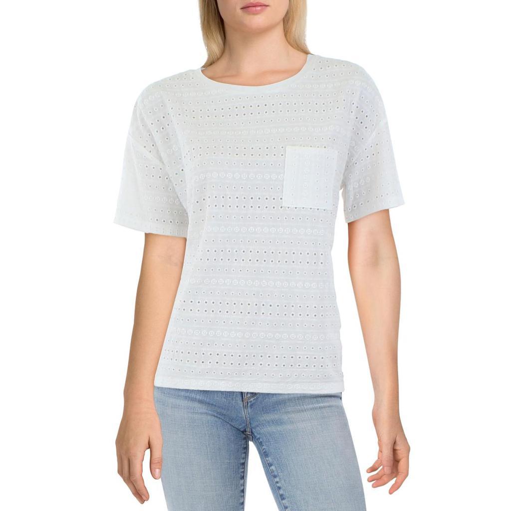 商品Calvin Klein|Calvin Klein Womens Embroidered Eyelet T-Shirt,价格¥164,第1张图片