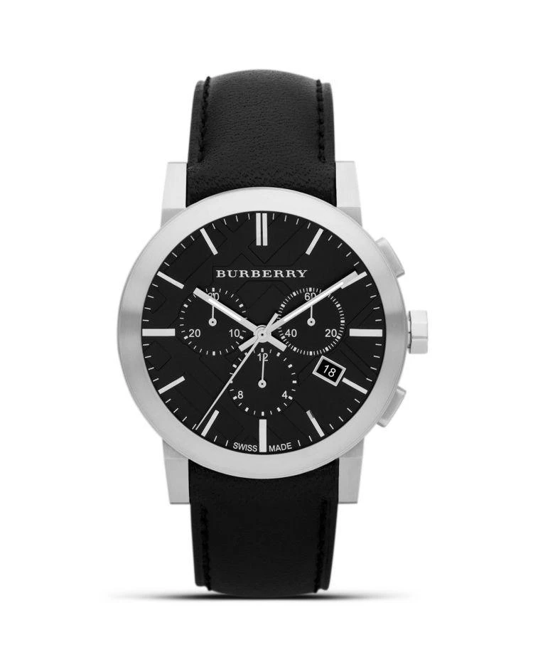 商品Burberry|Black Leather Strap Watch, 42mm,价格¥4010,第1张图片