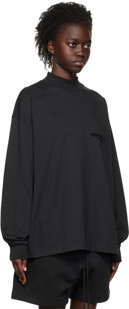 Black Flocked Long Sleeve T-Shirt商品第2张图片规格展示