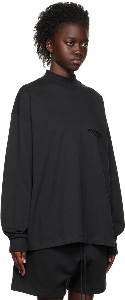 商品Essentials|Black Flocked Long Sleeve T-Shirt,价格¥393,第4张图片详细描述