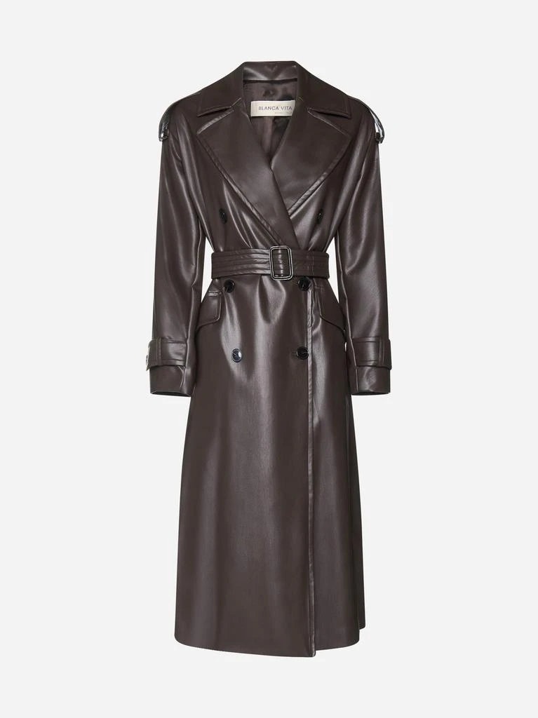 商品BLANCA VITA|Tarassaco faux leather double-breasted trench coat,价格¥1377,第1张图片