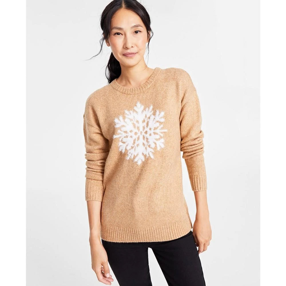 商品Charter Club|Holiday Lane Women's Snowflake-Print Crewneck Sweater, Created for Macy's,价格¥131,第1张图片