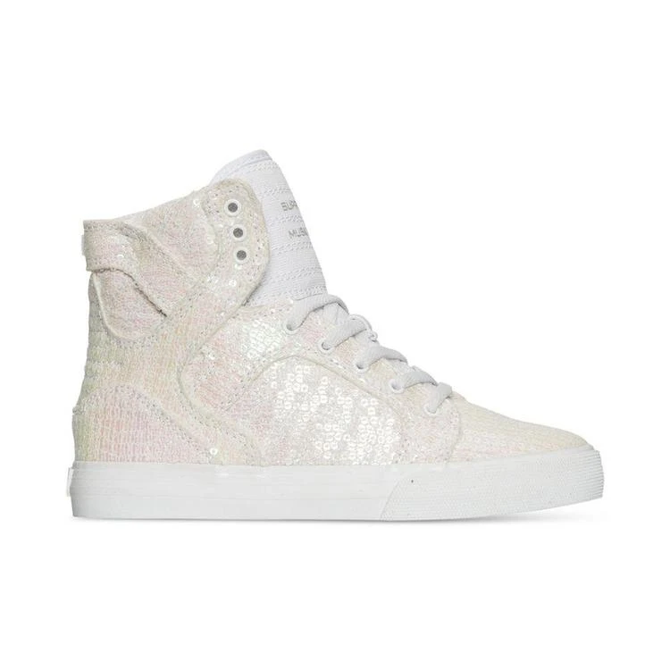 商品Supra|女小童Supra Little Girls' Skytop Sequin High-Top Casual Sneakers from Finish Line,价格¥84,第2张图片详细描述