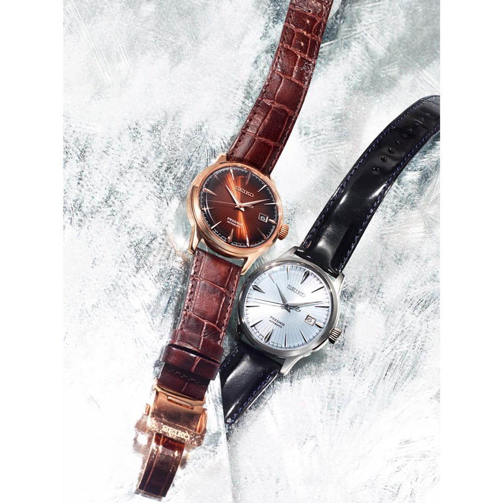 商品Seiko|Men's Automatic Presage Brown Leather Strap Watch 40.5mm,价格¥3684,第4张图片详细描述