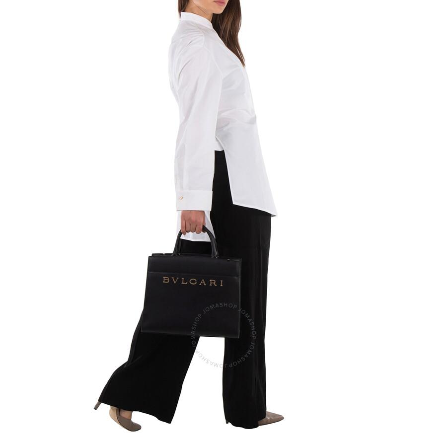 Shop Black Leather Logo Tote 291652 on Sale at BeyondStyle