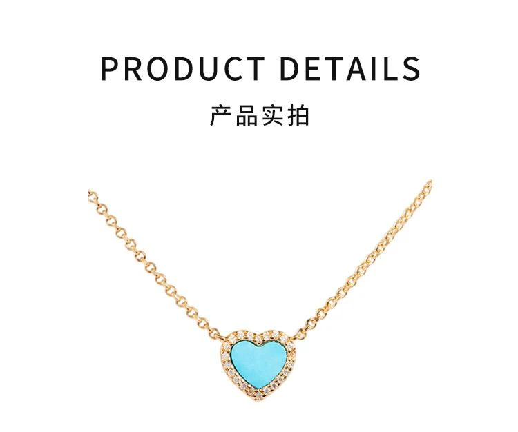 商品apm Monaco|APMMONACO女士金色湖蓝色拼色爱心吊坠可调节项链AC5795XTUY,价格¥1475,第3张图片详细描述