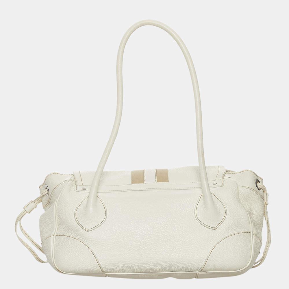 商品[二手商品] Prada|Prada Beige/Brown/White Calf Leather Shoulder Bag,价格¥3621,第5张图片详细描述