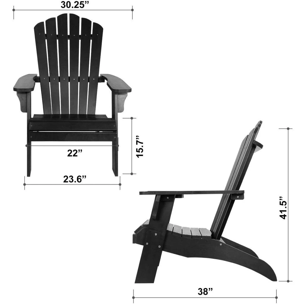 商品Simplie Fun|Polystyrene Adirondack Chair - Black,价格¥3193,第3张图片详细描述