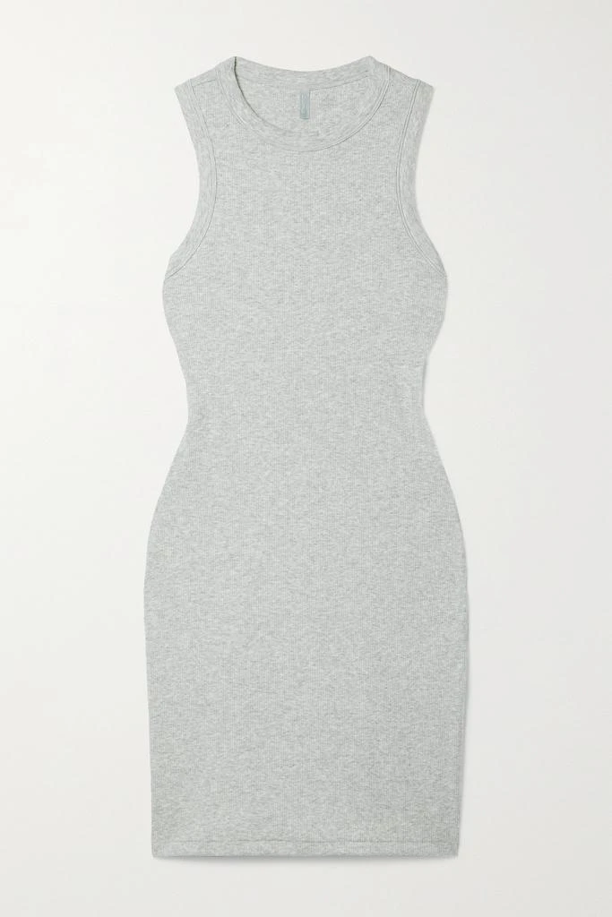 商品SKIMS|罗纹弹力棉质平纹布迷你连衣裙（颜色：light Heather Grey）,价格¥465,第1张图片