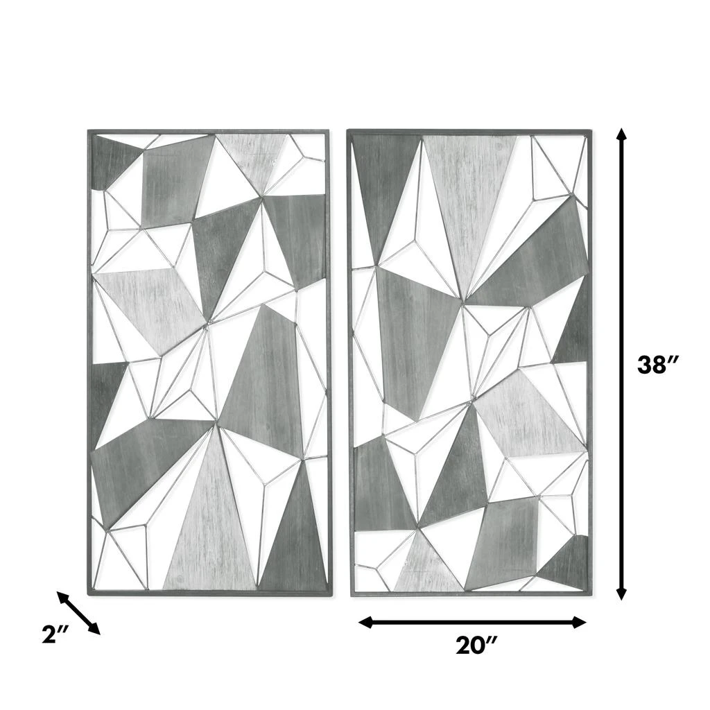商品Gild Design House|Lucian Metal and Wood Wall Dcor Set of 2,价格¥1479,第5张图片详细描述