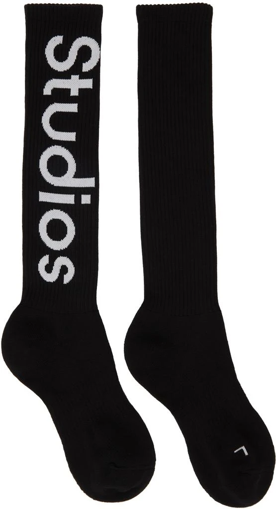 商品Acne Studios|Black Logo Jacquard Socks,价格¥362,第1张图片