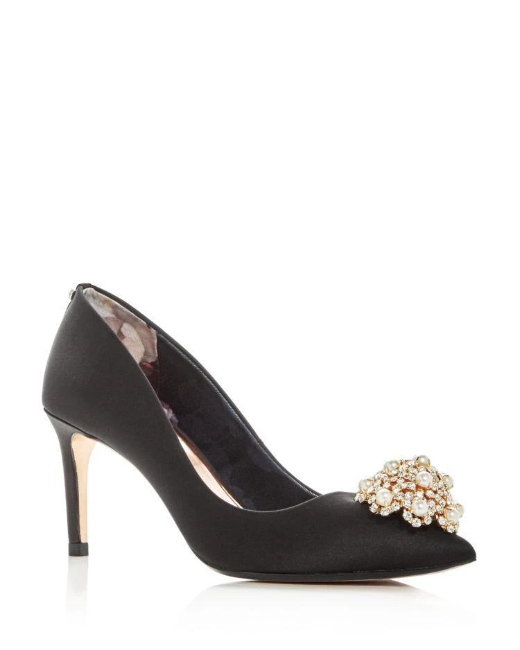 商品Ted Baker London|Dahrlin 绸缎珍珠钻饰尖头高跟鞋,价格¥1270,第1张图片