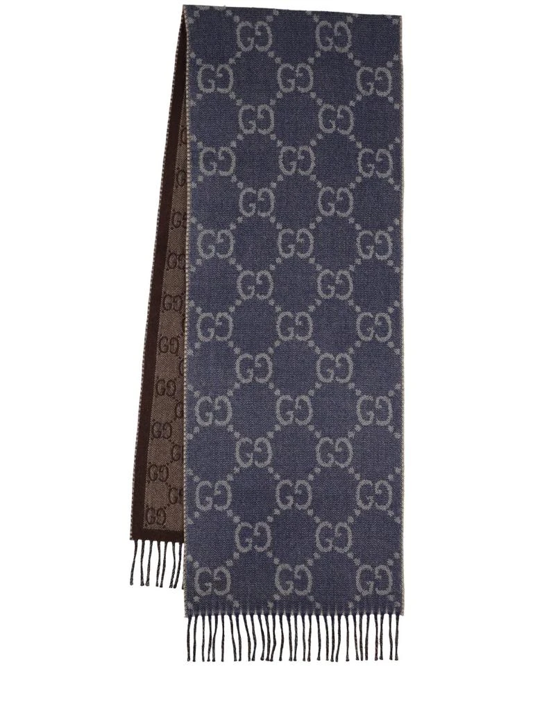 商品Gucci|Gg Jacquard Wool Knit Scarf W/tassels,价格¥3788,第1张图片