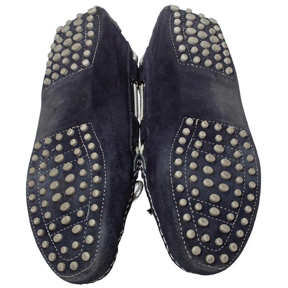 Tod's Navy Blue Suede Bow Slip On Loafers Size 37 商品