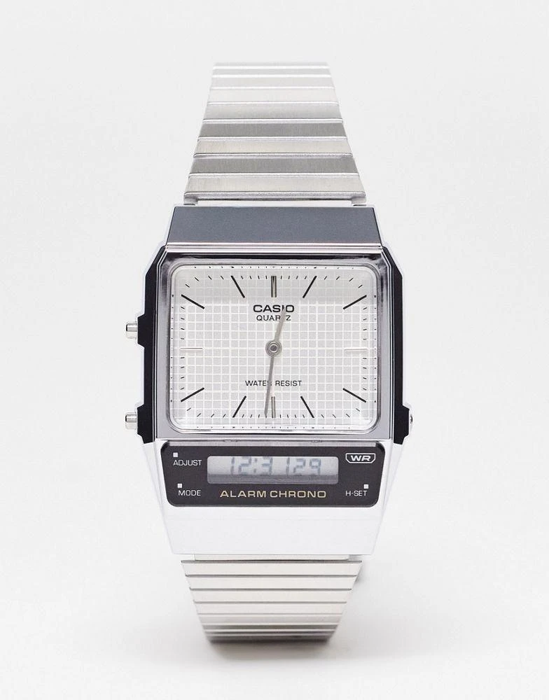 商品Casio|Casio vintage style watch with grid face in silver Exclusive at ASOS,价格¥345,第1张图片