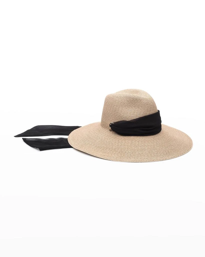 商品Eugenia Kim|Cassidy Straw Fedora Hat w/ Chiffon Scarf,价格¥1210,第1张图片