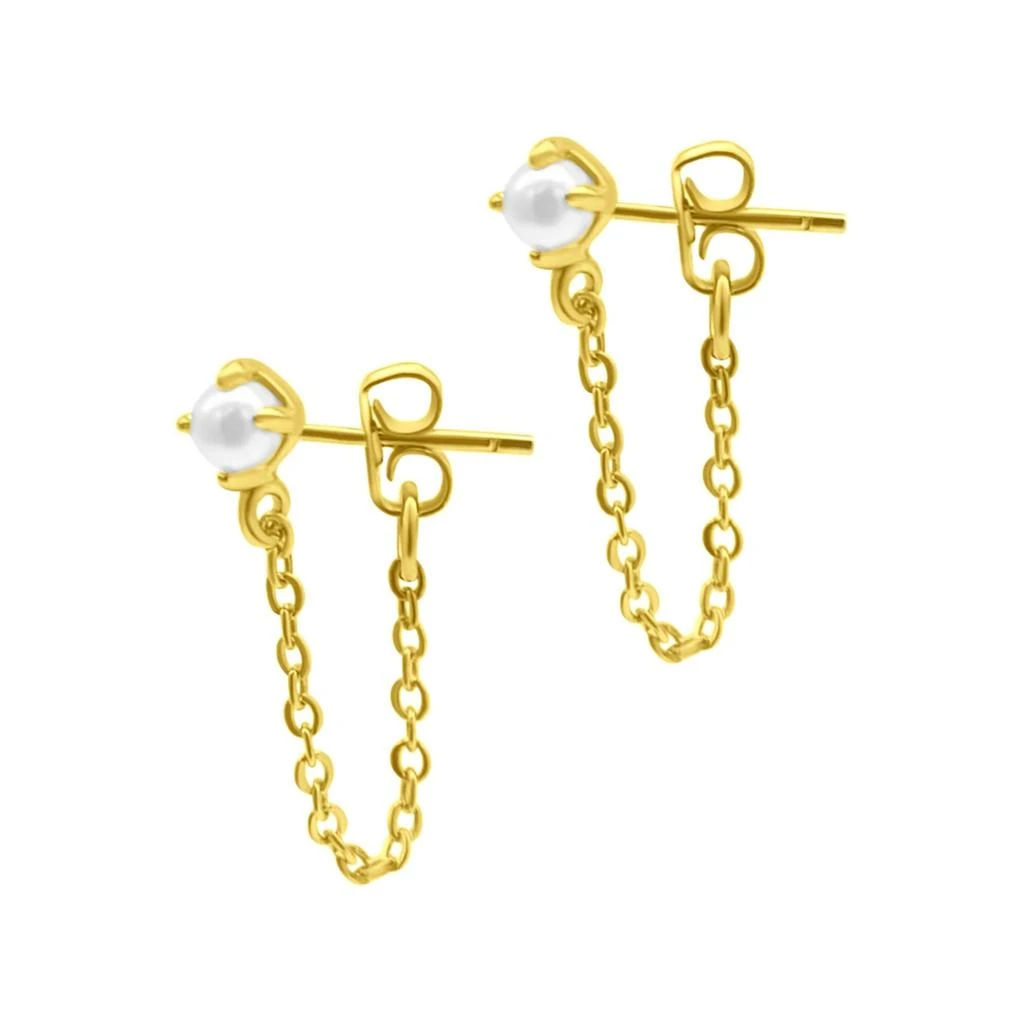 商品ADORNIA|Chain and Freshwater Pearl Wrap Around Drop Earrings gold,价格¥362,第1张图片