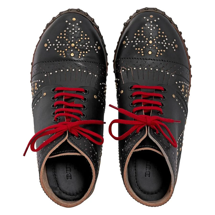 商品Burberry|Riveted Antrim Leather Block-heel Clog Boots,价格¥1298,第3张图片详细描述