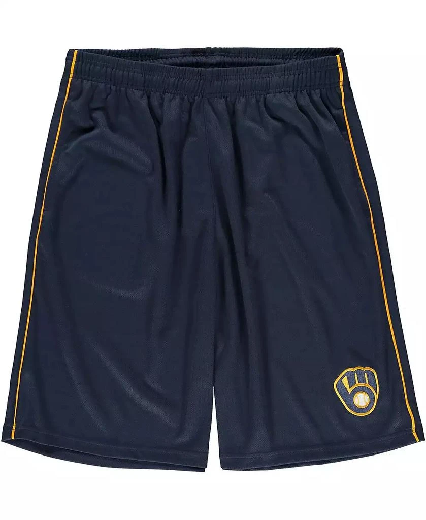 商品Majestic|Men's Navy Milwaukee Brewers Big and Tall Mesh Team Shorts,价格¥224,第2张图片详细描述