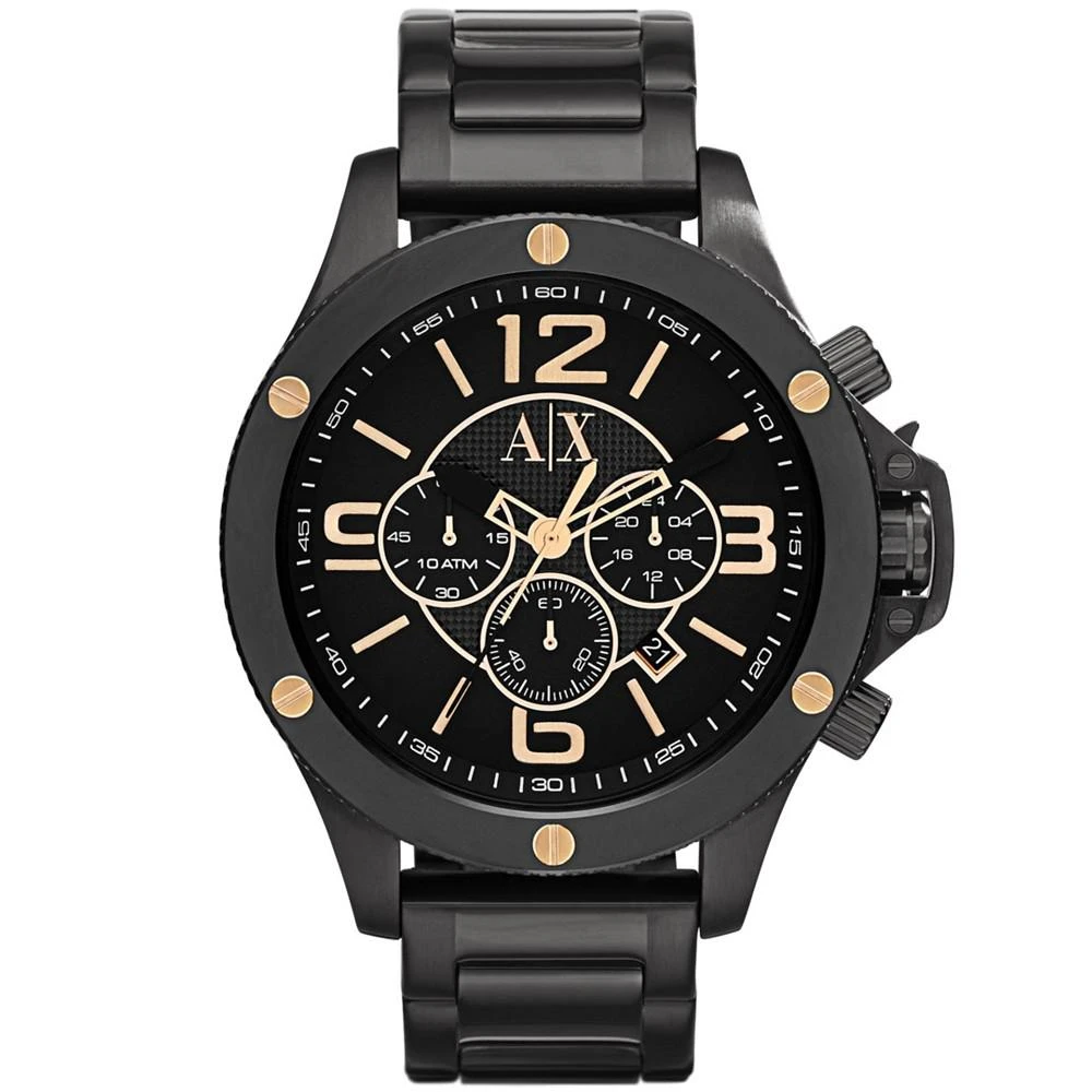商品Armani Exchange|Men's Chronograph Black Stainless Steel Bracelet Watch 48mm,价格¥2034,第1张图片