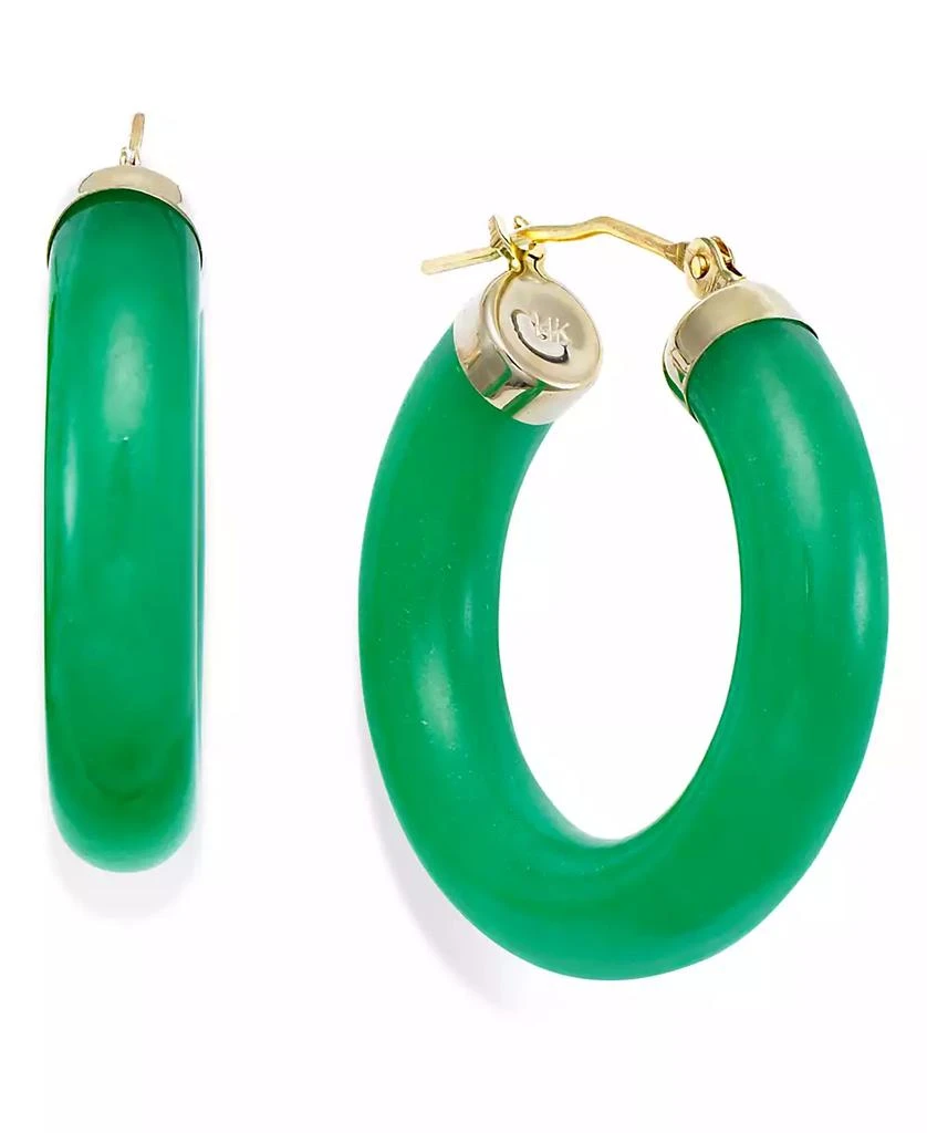 商品Macy's|Jade Hoop Earrings in 14k Gold (27-1/2mm),价格¥655,第1张图片