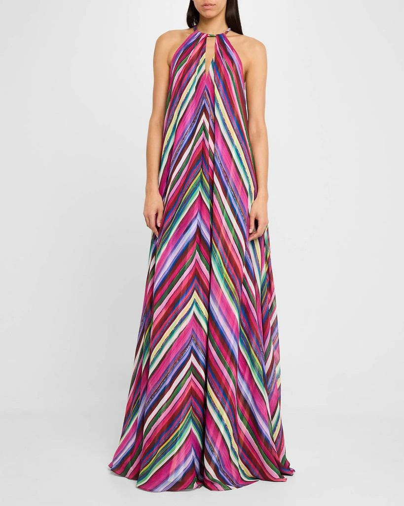 商品Badgley Mischka|Striped Georgette Trapeze Gown,价格¥5426,第3张图片详细描述