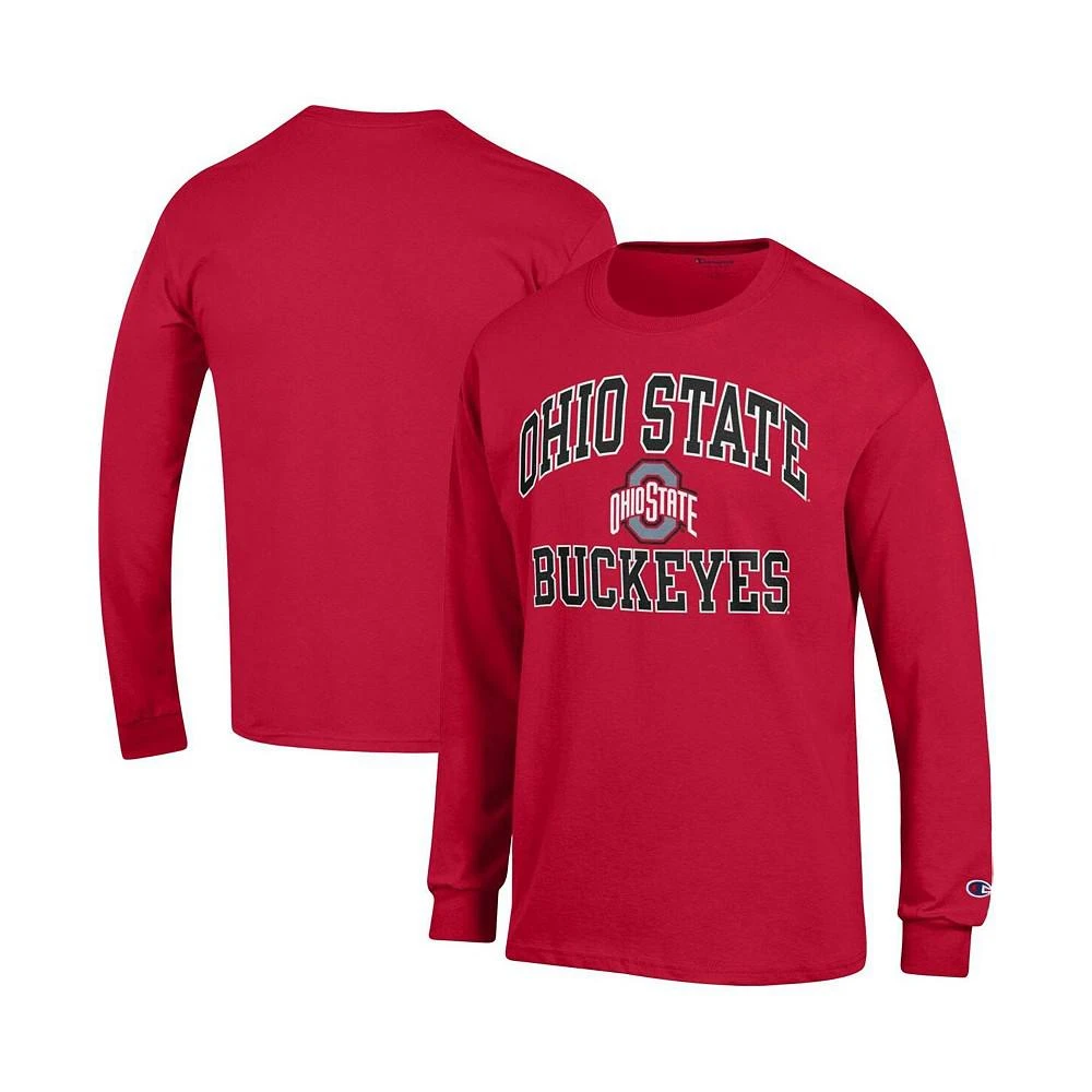 商品CHAMPION|Men's Scarlet Ohio State Buckeyes High Motor Long Sleeve T-shirt,价格¥236,第1张图片