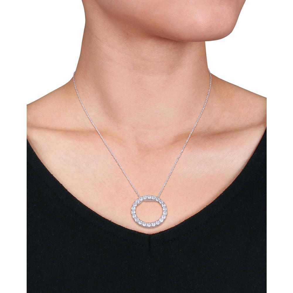 商品Macy's|Lab-Created Moissanite Circle 17" Pendant Necklace (2-1/5 ct. t.w.) in 14k White Gold,价格¥7618,第4张图片详细描述