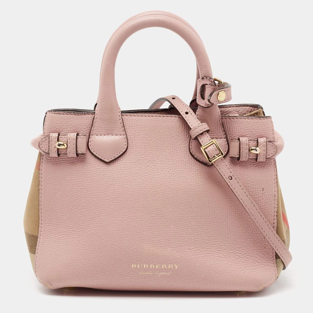 商品[二手商品] Burberry|Burberry Pink/Beige House Check Canvas and Leather Mini Banner Tote,价格¥4717,第1张图片