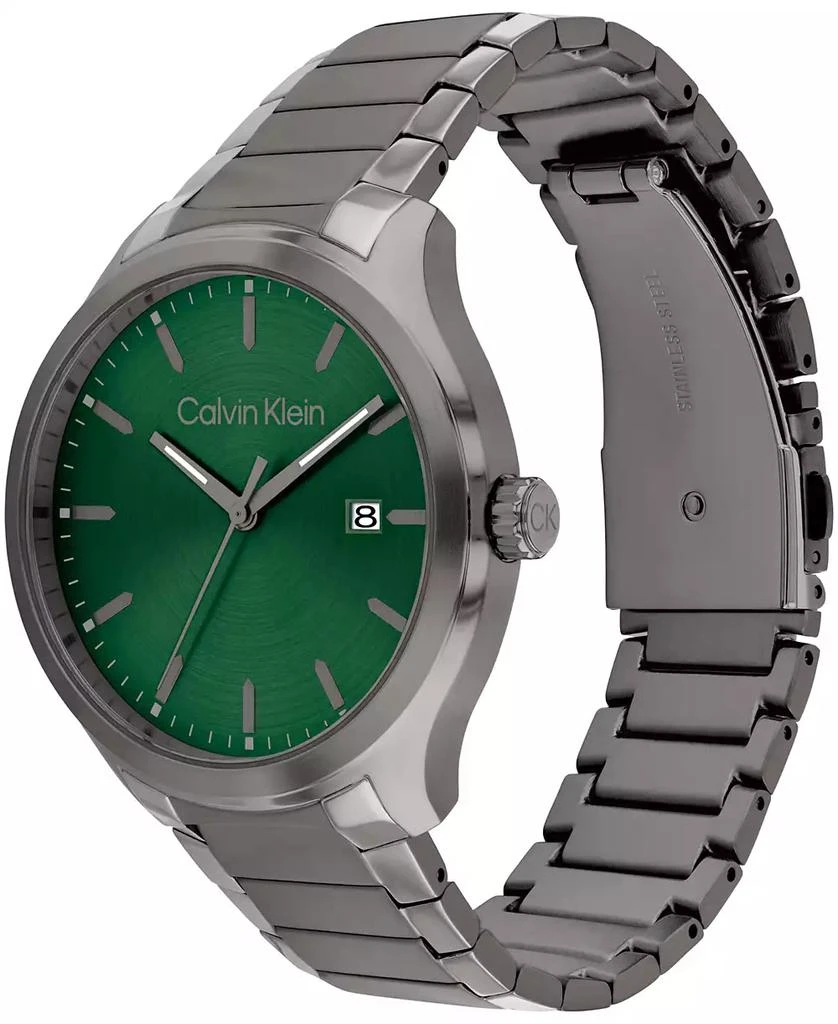 商品Calvin Klein|Men's 3H Quartz Gray Stainless Steel Bracelet Watch 43mm,价格¥996,第2张图片详细描述