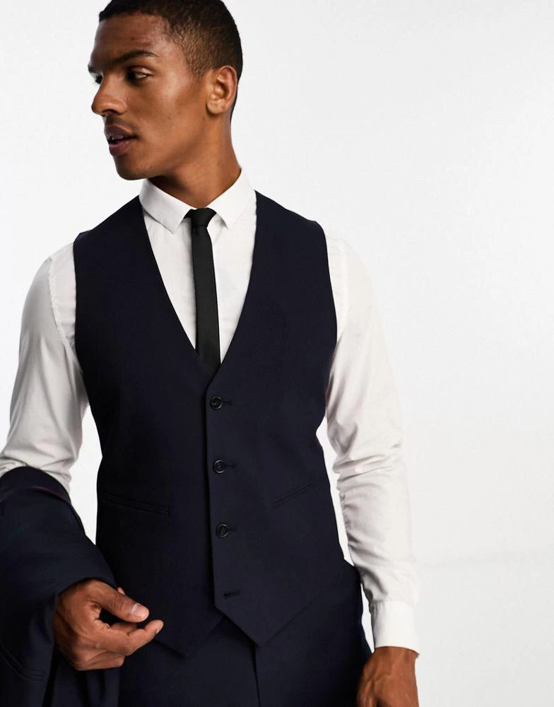 商品ASOS|ASOS DESIGN slim suit waistcoat in navy,价格¥146,第1张图片