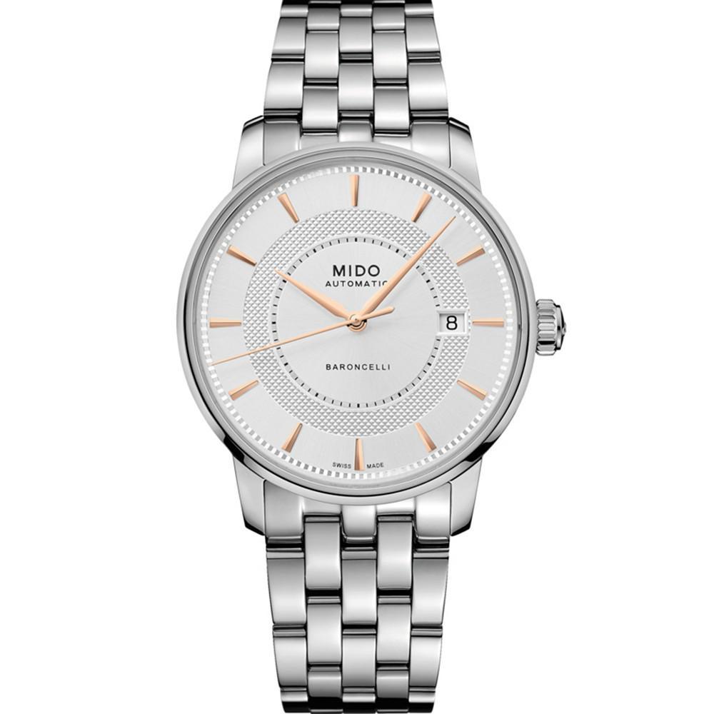 商品MIDO|Men's Swiss Automatic Baroncelli Signature Stainless Steel Bracelet Watch 39mm,价格¥6819,第1张图片