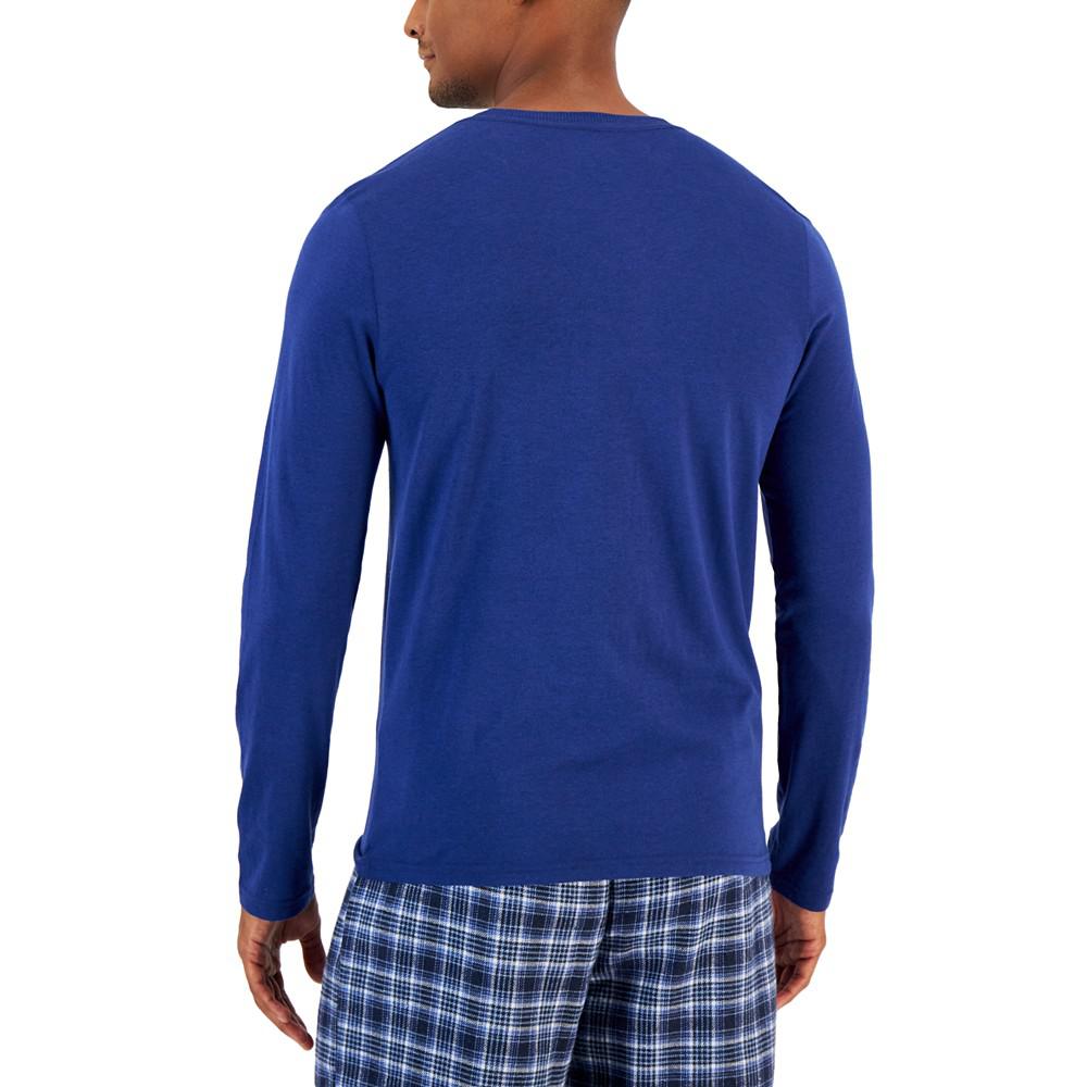 Men's Solid Long-Sleeve Pajama Top T-Shirt, Created for Macy's商品第2张图片规格展示