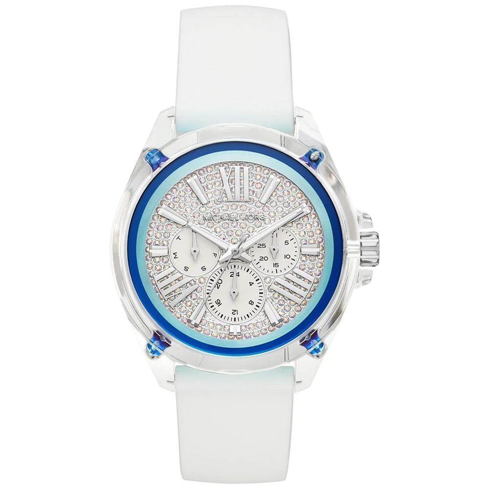 商品Michael Kors|Women's Wren White Silicone Strap Watch 42mm ,价格¥1019,第1张图片