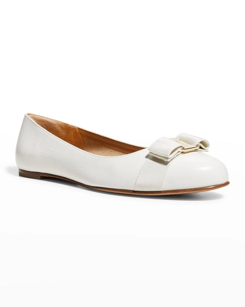 商品Salvatore Ferragamo|Varina 22 Bow Leather Ballet Flats,价格¥3255,第2张图片详细描述