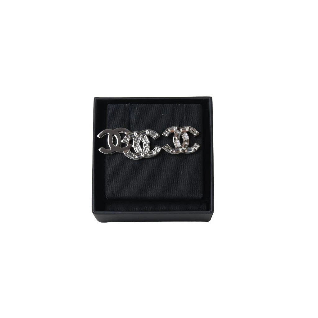 商品Chanel|Chanel Baguette Crystal Double CC Earring Silver,价格¥6759,第1张图片