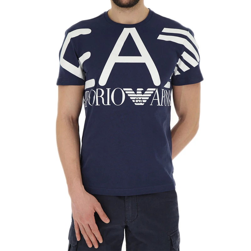 Emporio Armani 安普里奥 阿玛尼 男士深蓝色LOGO印花图案短袖T恤 3ZPT39-PJ30Z-1554 商品