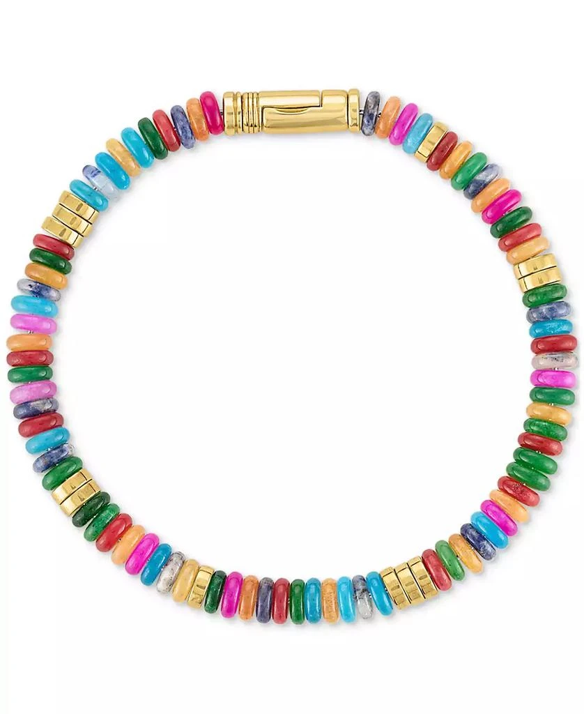 商品Esquire Men's Jewelry|Multicolor Jade & Hematite Bead Bracelet in Gold-Plated Sterling Silver, Created for Macy's,价格¥659,第1张图片