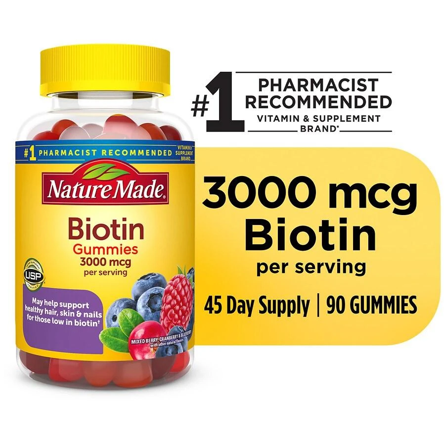 商品Nature Made|Biotin 3000 mcg Gummies Mixed Berry, Cranberry & Blueberry,价格¥90,第5张图��片详细描述