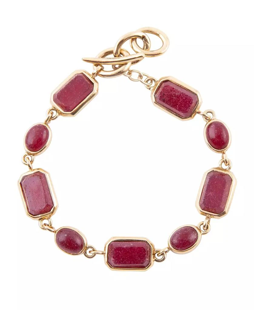 商品Barse|Delicately Genuine Red Onyx Rectangle and Circle Link Bracelet,价格¥1124,第1张图片