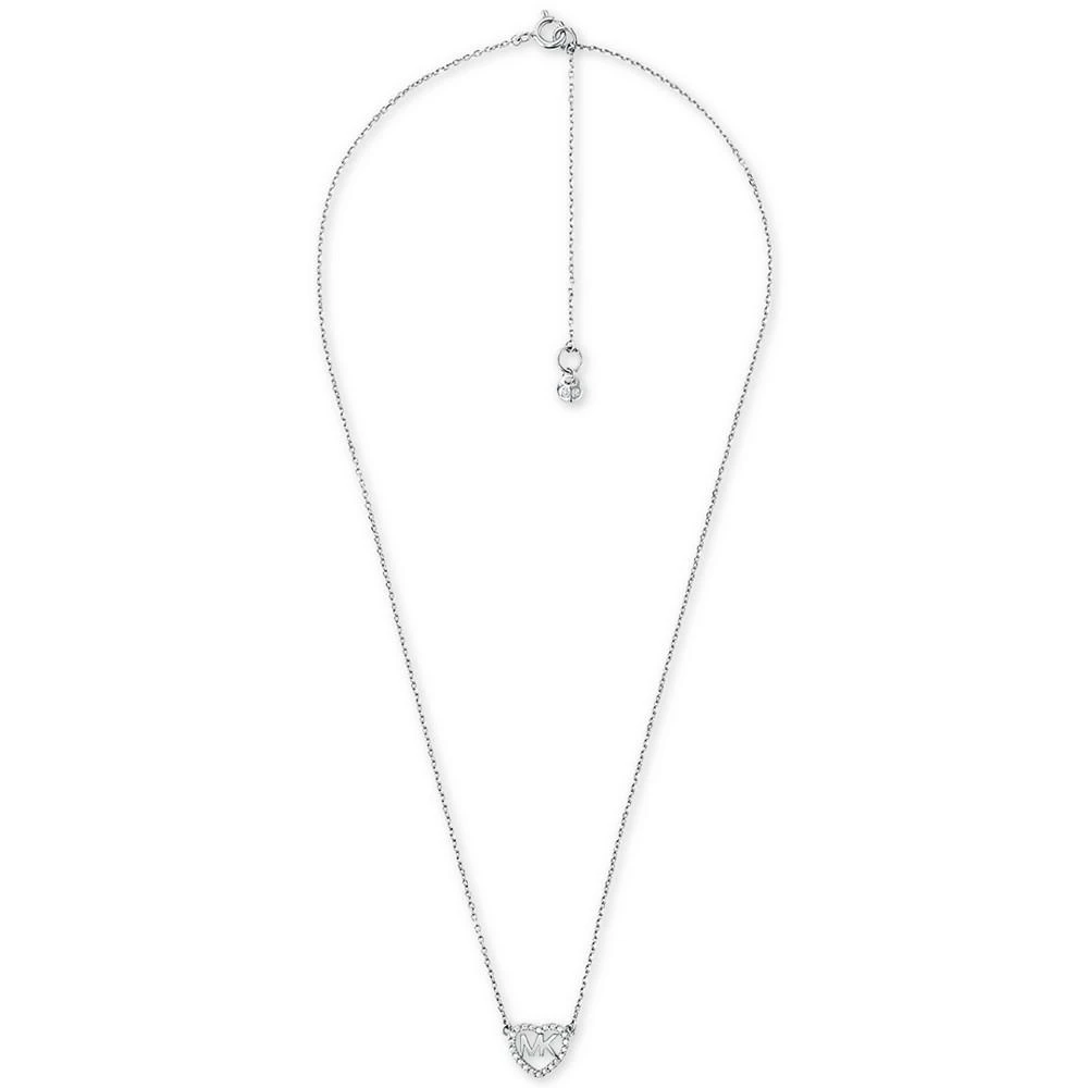 商品Michael Kors|Sterling Silver Crystal Heart Logo Pendant Necklace, 16" + 2" extender,价格¥945,第2张图片详细描述