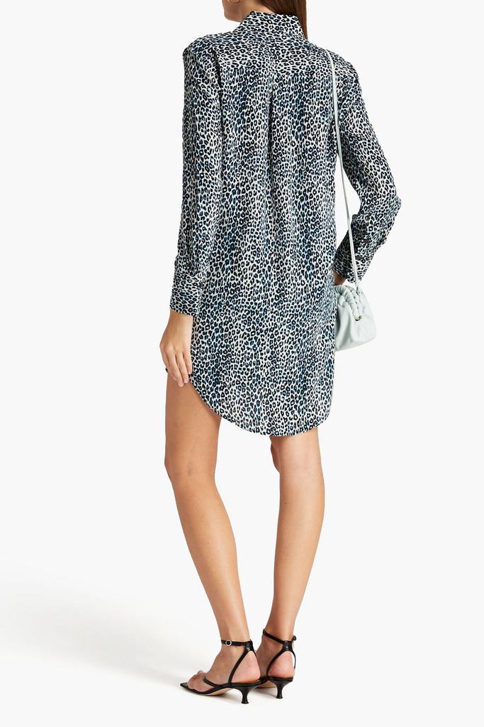 Scoutt leopard-print silk crepe de chine mini shirt dress商品第1张图片规格展示