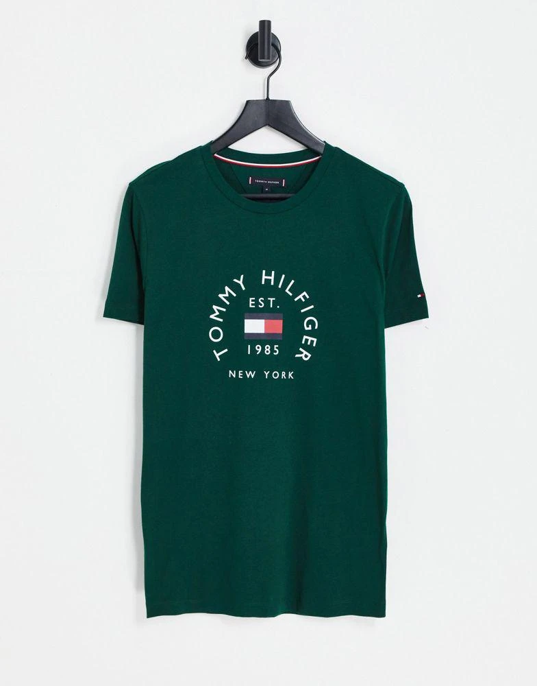 商品Tommy Hilfiger|Tommy Hilfiger flag arch logo cotton t-shirt in dark green,价格¥383,第1张图片